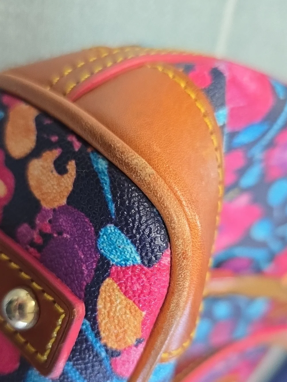 Dooney & Bourke Navy Floral Tote with Pink, Blue & Purple